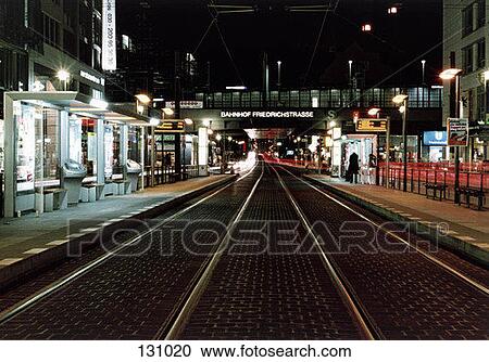 Train station at night, Berlin, Germany View Large Photo Image Stock Image - Train station at night, Berlin, Germany. Fotosearch