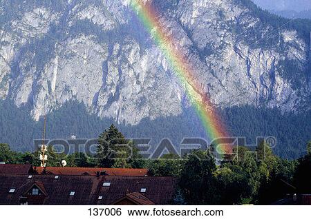 Mountain landscape with rainbow View Large Photo Image Stock Photograph - Mountain landscape with rainbow. Fotosearch