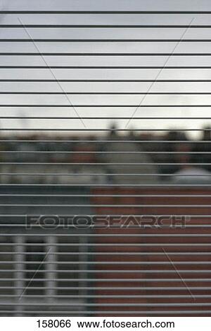 Stock Photograph - Front view of blinds on a window. Fotosearch