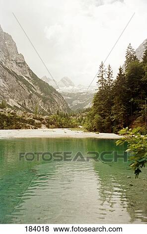 Mountains and fir trees surrounding lake, Tirol, Austria View Large Photo Image Stock Photo - Mountains and fir trees surrounding lake, Tirol, Austria. Fotosearch