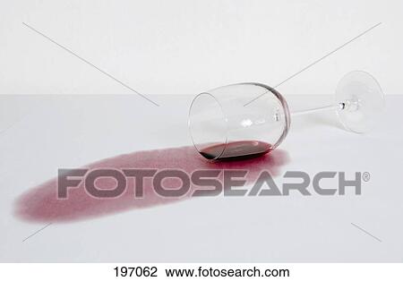 Stock Image - A spilled glass of wine. Fotosearch