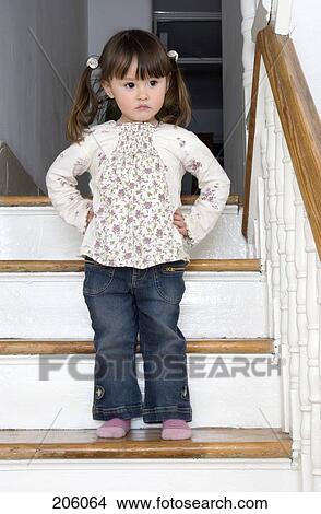 A little girl standing on stairs View Large Photo Image Picture - A little girl standing on stairs. Fotosearch