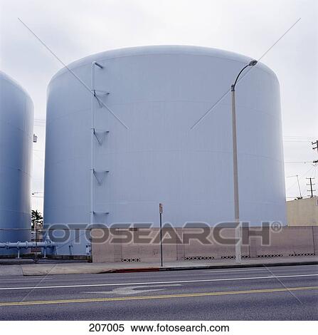 Stock Photography - Blue storage tanks. Fotosearch