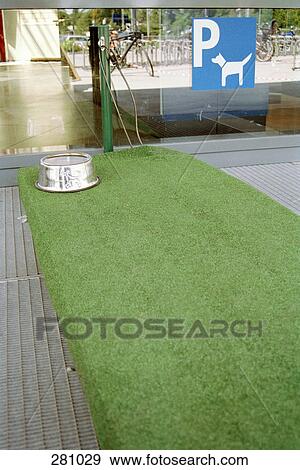 Parking area for dogs in front of office building View Large Photo Image Stock Photo - Parking area for dogs in front of office building. Fotosearch