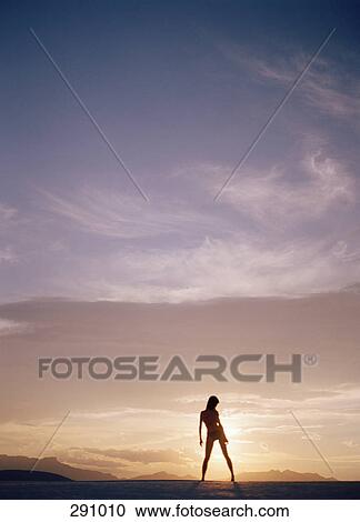 Silhouette of woman at sunset View Large Photo Image Stock Image - Silhouette of woman at sunset. Fotosearch