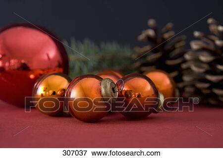 A group of Christmas ornaments in a Christmas display View Large Photo Image Stock Photo - A group of Christmas ornaments in a Christmas display. Fotosearch