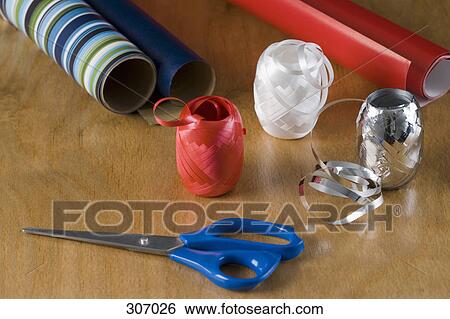 Gift wrapping supplies View Large Photo Image Stock Photograph - Gift wrapping supplies. Fotosearch