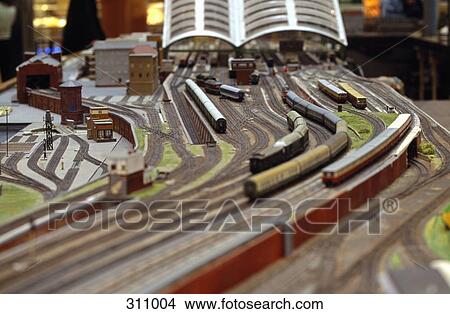 Model of trains at train station View Large Photo Image Picture - Model of trains at train station. Fotosearch