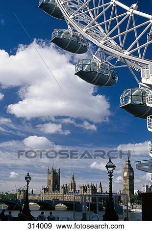 Big Ben behind the Millennium Wheel, London, England View Large Photo Image Stock Photo - Big Ben behind the Millennium Wheel, London, England. Fotosearch