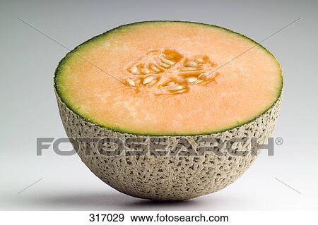 Stock Photo - Cross section of cantaloupe. Fotosearch