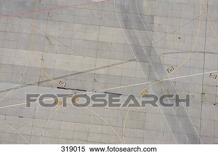 Aerial view of marking on airport tarmac View Large Photo Image Stock Photography - Aerial view of marking on airport tarmac. Fotosearch