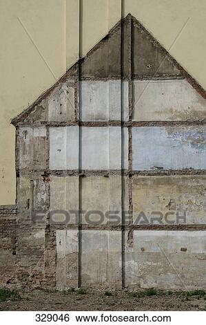 Outline of house on wall of building View Large Photo Image Stock Photograph - Outline of house on wall of building. Fotosearch