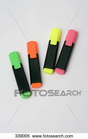 Stock Photography - Four highlighter pens. Fotosearch