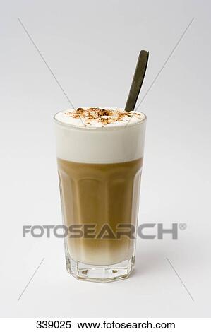 Stock Photography - Latte coffee in a glass. Fotosearch