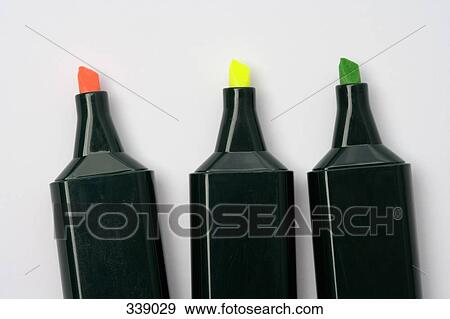 Stock Photo - Three highlighter pens. Fotosearch