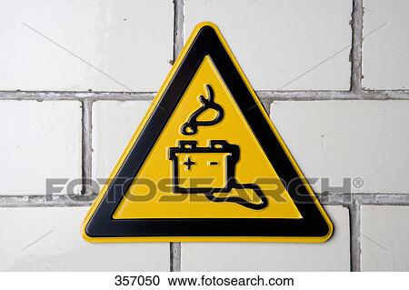 Stock Image - Battery Acid' warning sign. Fotosearch