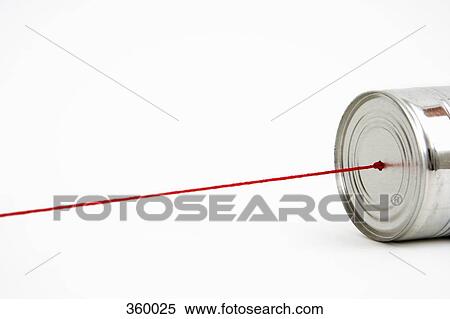 Red string attached to tin can View Large Photo Image Stock Photography - Red string attached to tin can. Fotosearch