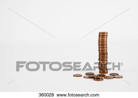 Stack of copper coins View Large Photo Image Stock Photo - Stack of copper coins. Fotosearch