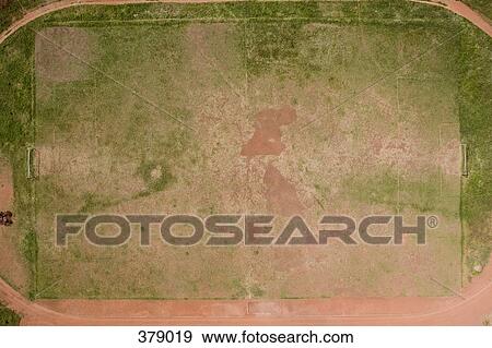 Aerial view of football pitch View Large Photo Image Stock Photo - Aerial view of football pitch. Fotosearch