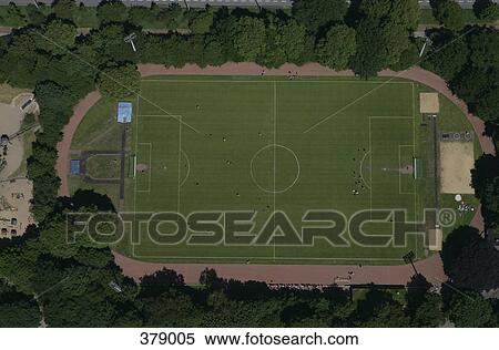 Aerial view of football pitch View Large Photo Image Stock Photography - Aerial view of football pitch. Fotosearch