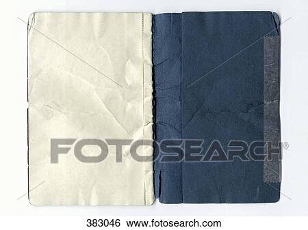 Stock Photograph - Inside the back of a weathered notebook. Fotosearch