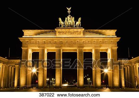 Stock Image - Brandenburg Gate at night, Berlin, Germany. Fotosearch