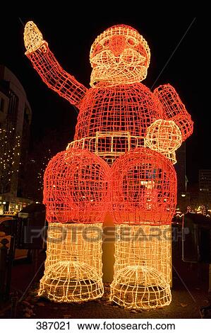 Illuminated Santa Claus sculpture View Large Photo Image Stock Image - Illuminated Santa Claus sculpture. Fotosearch