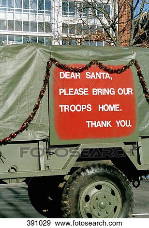 Christmas letter to Santa Claus on the side of a military truck View Large Photo Image Stock Photo - Christmas letter to Santa Claus on the side of a military truck. Fotosearch