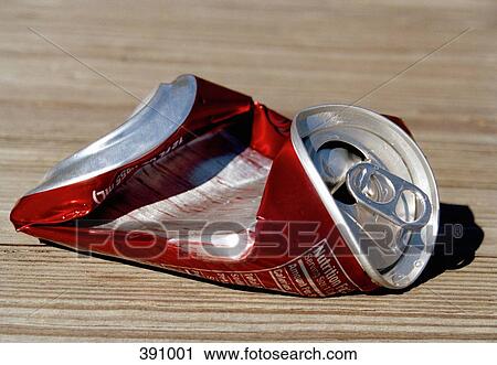 Stock Image - Crushed soda can. Fotosearch