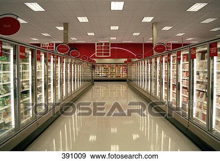 Frozen food aisle in a supermarket View Large Photo Image Stock Photo - Frozen food aisle in a supermarket. Fotosearch