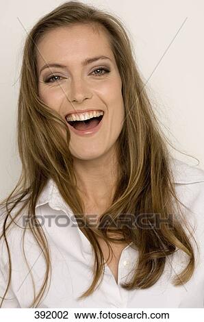 Portrait of a woman laughing View Large Photo Image Stock Image - Portrait of a woman laughing. Fotosearch