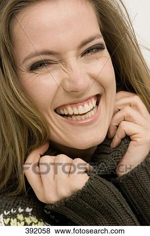Portrait of a woman laughing View Large Photo Image Stock Photo - Portrait of a woman laughing. Fotosearch