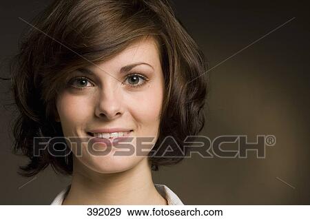 Portrait of woman smiling View Large Photo Image Stock Photo - Portrait of woman smiling. Fotosearch