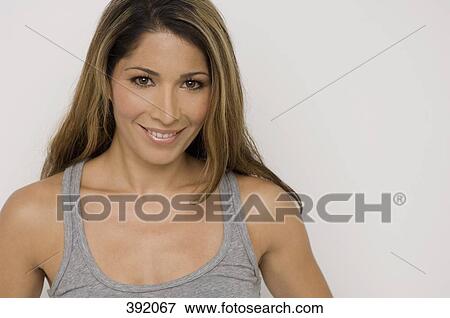 Portrait of woman smiling View Large Photo Image Stock Photo - Portrait of woman smiling. Fotosearch