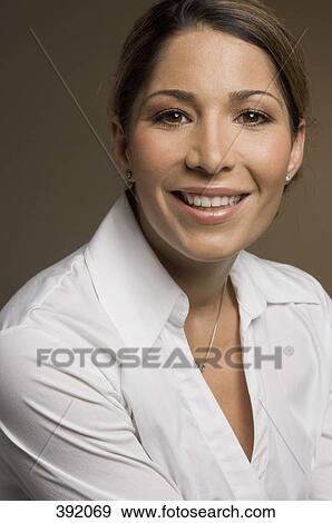 Portrait of woman smiling View Large Photo Image Stock Photo - Portrait of woman smiling. Fotosearch
