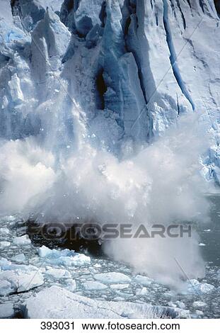 Ice breaking off a glacier View Large Photo Image Stock Image - Ice breaking off a glacier. Fotosearch
