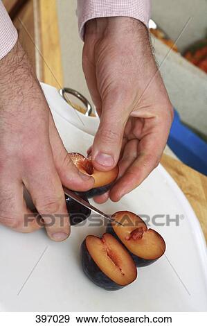 Stock Photo - Man chopping fruit. Fotosearch