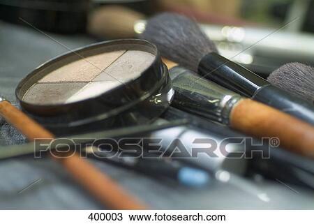Make-up and make-up brushes View Large Photo Image Stock Image - Make-up and make-up brushes. Fotosearch