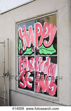 Stock Photo - Greeting painted on a window. Fotosearch