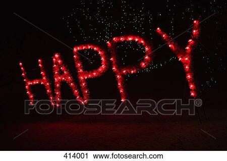 Illuminated "Happy" Sign View Large Photo Image Stock Image - Illuminated "Happy" Sign. Fotosearch