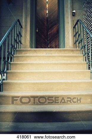 Steps leading up to a door View Large Photo Image Stock Image - Steps leading up to a door. Fotosearch