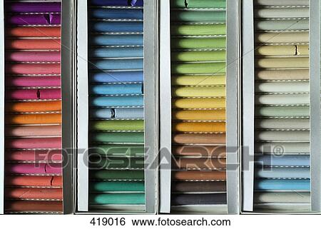 Rows of multi-colored chalk View Large Photo Image Stock Photograph - Rows of multi-colored chalk. Fotosearch