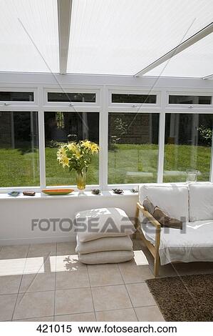 Conservatory with a view of the backyard View Large Photo Image Stock Photography - Conservatory with a view of the backyard. Fotosearch
