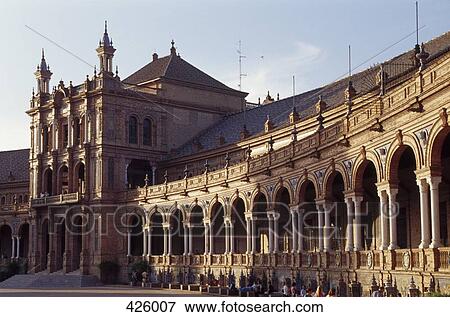 Stock Photo - Plaza de Espana, Seville, Andalusia, Spain. Fotosearch