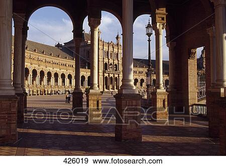 Stock Photo - Plaza de Espana, Seville, Andalusia, Spain. Fotosearch