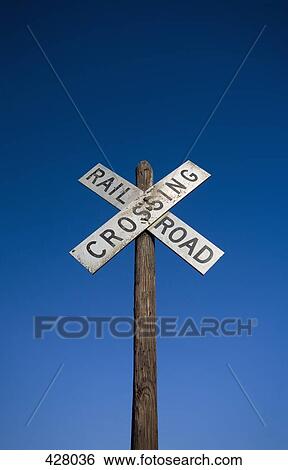 Stock Photograph - Railroad crossing signal post. Fotosearch