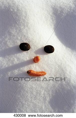 Snowman's face in the snow View Large Photo Image Stock Photo - Snowman's face in the snow. Fotosearch