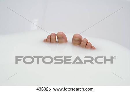 Woman's toes poking out of a milk bath View Large Photo Image Stock Photography - Woman's toes poking out of a milk bath. Fotosearch