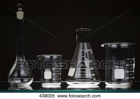 Stock Photography - Laboratory glassware on a shelf. Fotosearch