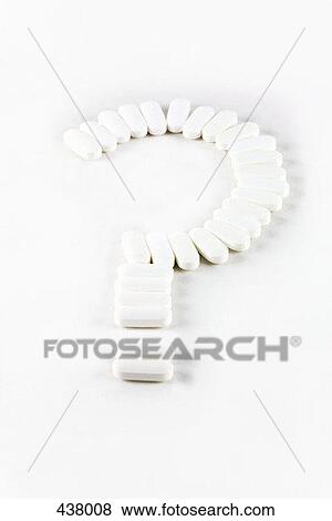 Stock Photo - White tablets used to make a question mark. Fotosearch